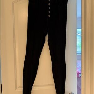 Black High-Waisted Button-Up Pants
